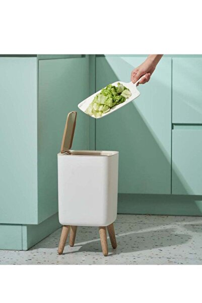 Saharaz Bathroom Trash Cans with Lids,1.8 Gallon Modern Office Trash Can for Near Desk,Living Room, White