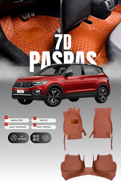 stiloto فولكس فاجن تي-كروس (2022 وما بعده) حصيرة أرضية للسيارة من الجلد 7D | ...