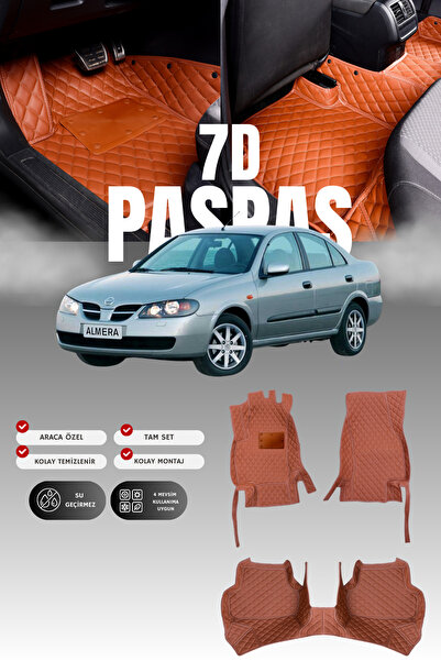 stiloto دواسة سيارة جلدية لنيسان ألميرا (2000-2006) طراز 7D |   حماية كاملة، ...