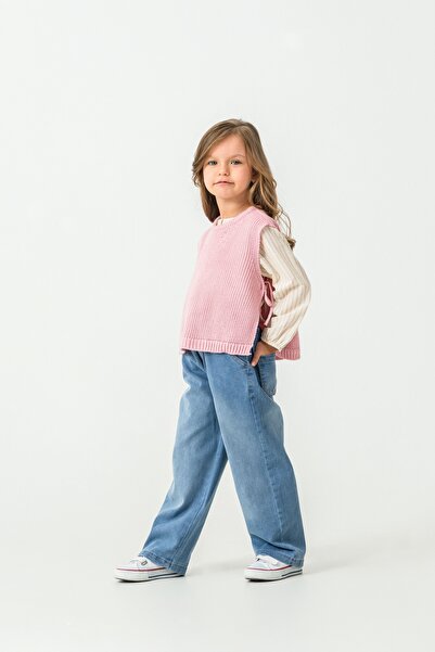 Harika KIDS Girl's Knitwear Vest-Shirt-Denim Pants 3-Piece Set