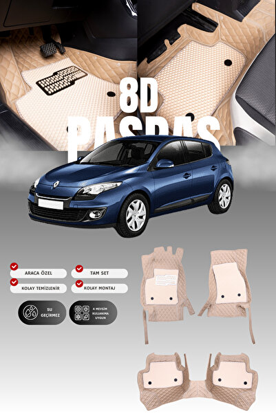 stiloto دواسة سيارة جلدية لرينو ميجان 3 (2009-2016) 8D |   حماية كاملة، قص مخ...