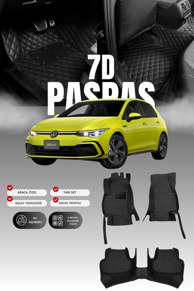 stiloto فولكس فاجن جولف 8 هايبرد (2021 وما بعده) سجادة أرضية للسيارة من الجلد...