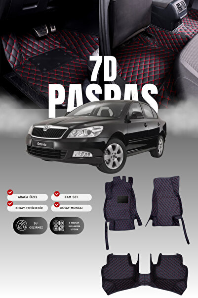 stiloto Skoda Octavia (2009-2012) 7D Deri Havuzlu Oto Paspas | Tam Koruma,Ara...
