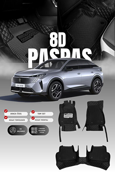 stiloto Peugeot 3008 Mild-Hibrit (2024 ve sonrası) 8D Deri Havuzlu Oto Paspas...