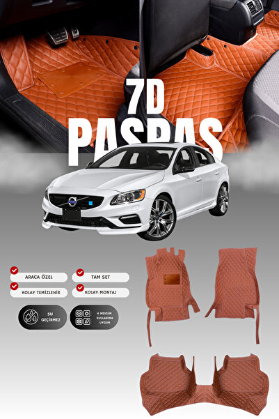 stiloto فولفو S60 (2010-2018) سجادة أرضية للسيارة من الجلد بتصميم حوض السباحة...