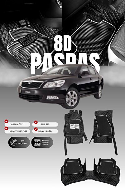 stiloto Skoda Octavia (2009-2012) 8D Leather Pool-Type Auto Floor Mat |   Ful...