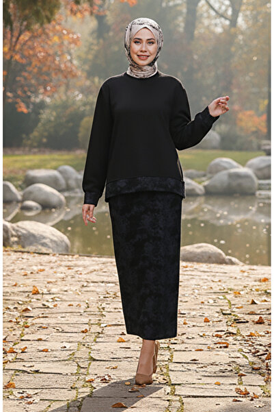 sefamerve Σετ Τσαμιράνια με υφασμάτινο σχέδιο Premium 0218-05 Μαύρο