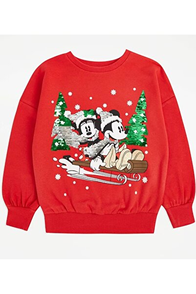 Çipil Red New Year's Sequined Sweatshirt