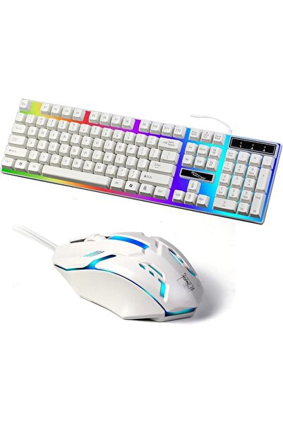 Arabest Computer Gaming Keyboard and Mouse Combo, White