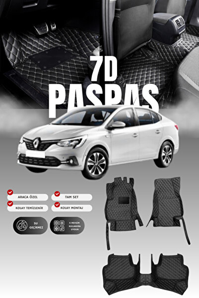 stiloto سجادة أرضية للسيارة من الجلد من نوع 7D لسيارة رينو تيلانت (2021 وما ب...