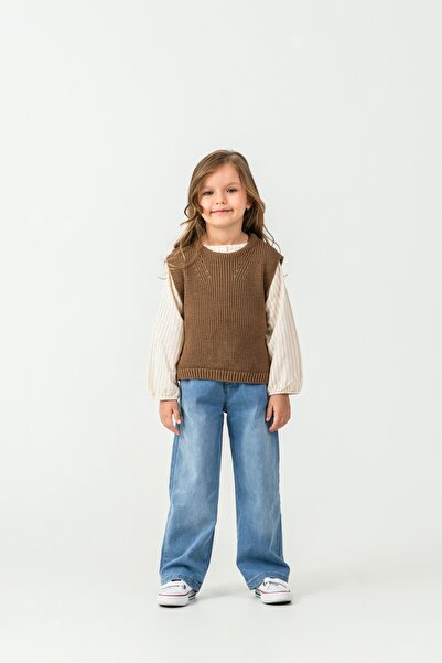 Harika KIDS Girl's Knitwear Vest-Shirt-Denim Pants 3-Piece Set