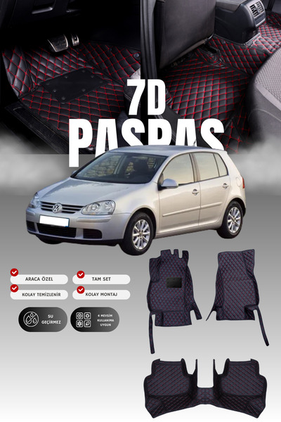 stiloto فولكس فاجن جولف 5 (2004-2009) سجادة أرضية للسيارة من الجلد 7D |   حما...