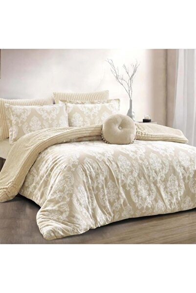 Alhabib bedding Pearl Winter Double Jacquard Beige Bedspread Set, 7 Pieces