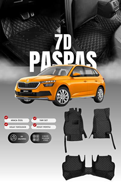 stiloto Skoda Kamıq (2019 ve sonrası) 7D Deri Havuzlu Oto Paspas | Tam Koruma...