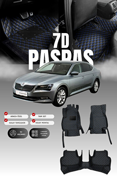 stiloto سجادة أرضية جلدية للسيارة سكودا سوبر-بي (2015-2019) بتصميم حوض سباحة ...