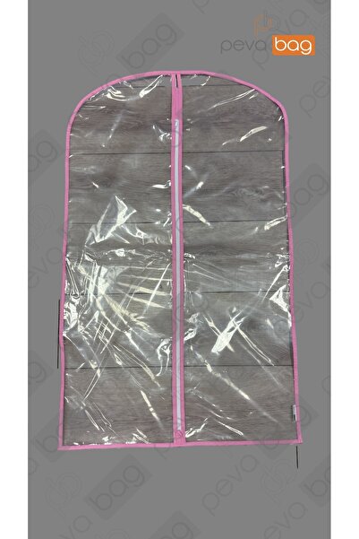Pevabag Şeffaf Abiye Elbise Kılıfı (Gamboç) 5 Adet / 62x102 CM PEMBE Biyeli