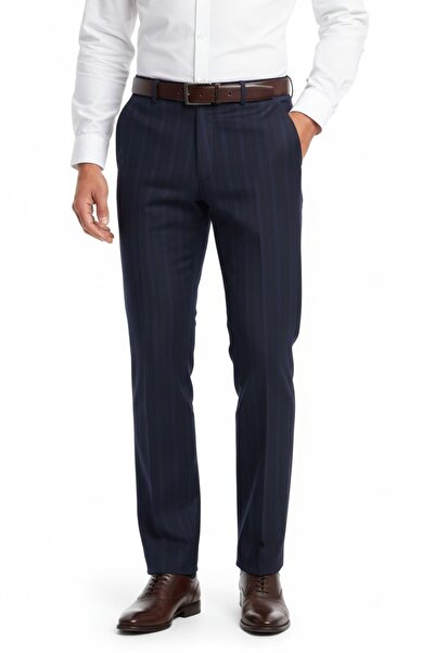 Günce Men's Regular Fit Striped Fabric Pants Lycra Fabric Bgl-St05037