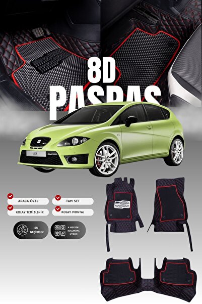 stiloto سجادة أرضية جلدية لسيارة سيات ليون كوبرا (2006-2012) طراز 8D |   حماي...