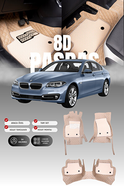 stiloto BMW 5 Serisi F10 (2010-2017) 8D Deri Havuzlu Oto Paspas | Tam Koruma,...