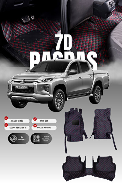 stiloto Mitsubishi L200 (2020 ve sonrası) 7D Deri Havuzlu Oto Paspas | Tam Ko...