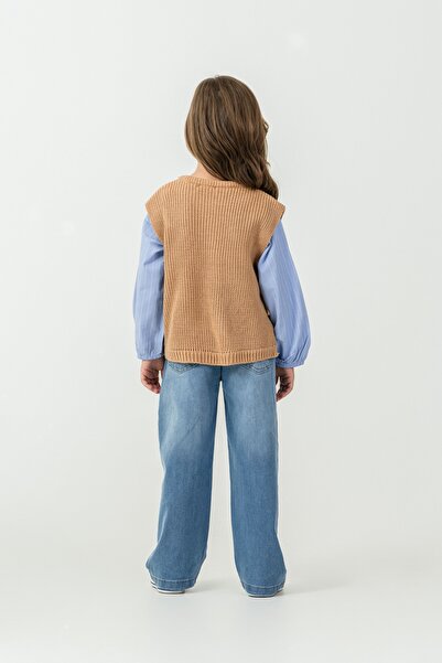 Harika KIDS Girl's Knitwear Vest-Shirt-Denim Pants 3-Piece Set