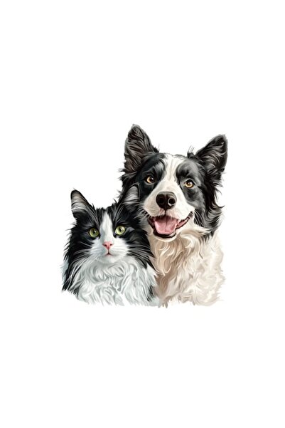 OEMN Autocolant decorativ cu pisică Border Collie și alb-negru, autoadeziv, 2...