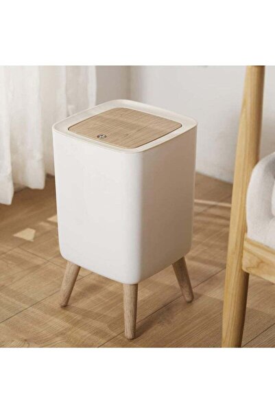 Saharaz Bathroom Trash Cans with Lids,1.8 Gallon Modern Office Trash Can for Near Desk,Living Room, White