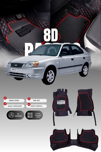 stiloto Hyundai Accent Admire (2003-2006) 8D Deri Havuzlu Oto Paspas | Tam Ko...
