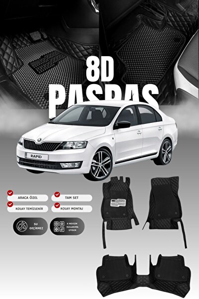 stiloto سجادة أرضية جلدية للسيارة سكودا رابيد (2013-2019) 8D |   حماية كاملة،...