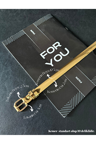 Fiori Gold Belt Square Buckle Thin Women's Belt Waist Belt, Dress Belt, Skirt Belt, Trouser Belt