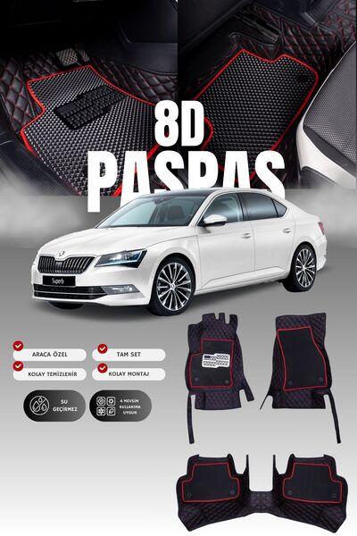 stiloto سجادة أرضية جلدية للسيارة سكودا سوبر-بي (2015-2019) 8D |   حماية كامل...