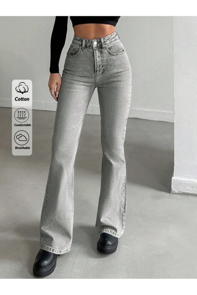 Marlix Jeans Ispanyol Paça Yüksek Bel Jean Pantolon