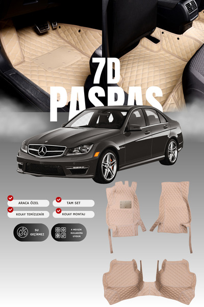 stiloto دواسة سيارة جلدية لمرسيدس C180 / W204 (2007-2014) بتصميم حوض سباحة 7D...