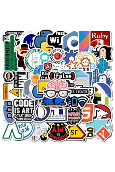 OEM Set de 50 de autocolante PVC impermeabile multicolore - Temă de programar...