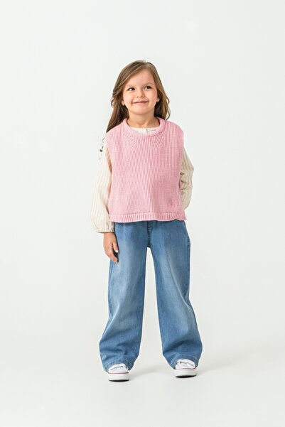 Harika KIDS Girl's Knitwear Vest-Shirt-Denim Pants 3-Piece Set