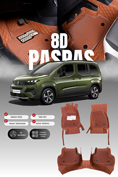 stiloto Peugeot Rifter (2018-2024) 8D Deri Havuzlu Oto Paspas | Tam Koruma,Ar...