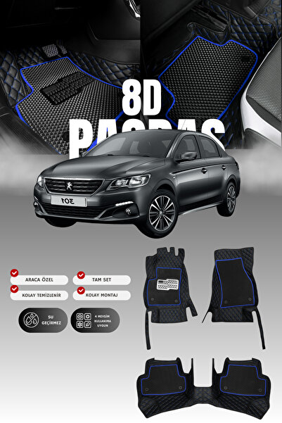 stiloto Peugeot 301 (2012-2023) 8D Deri Havuzlu Oto Paspas | Tam Koruma,Araca...