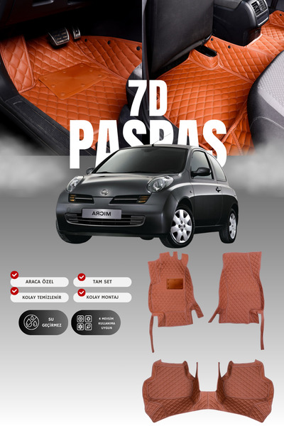 stiloto سجادة أرضية جلدية للسيارة نيسان ميكرا (2005-2010) 7D |   حماية كاملة،...