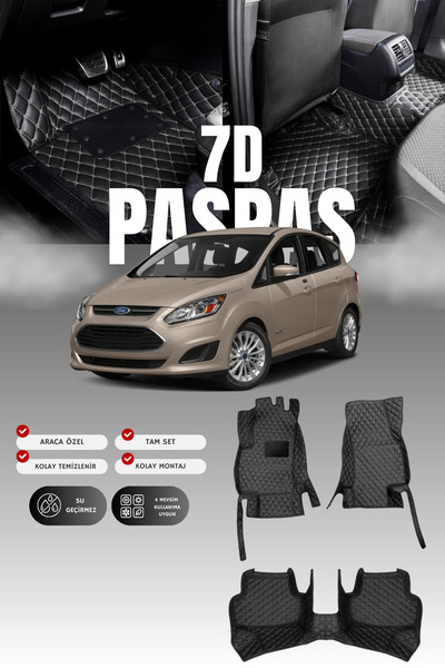 stiloto سجادة أرضية جلدية للسيارة فورد سي-ماكس (2010-2019) بتصميم حوض سباحة 7...