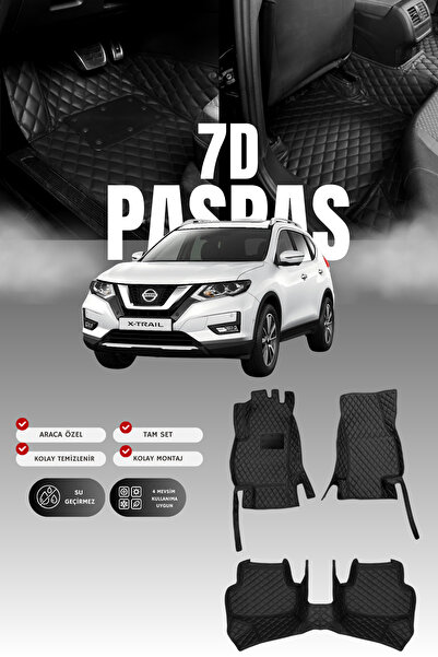 stiloto سجادة أرضية جلدية للسيارة نيسان إكس-تريل (2014-2021) بتصميم 7D |   حم...