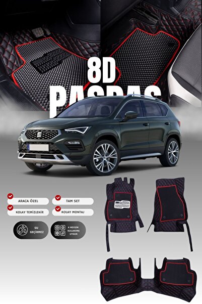 stiloto Seat Ateca (2016 ve sonrası) 8D Deri Havuzlu Oto Paspas | Tam Koruma,...