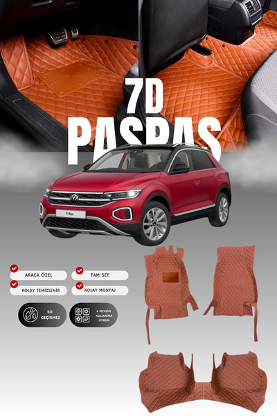 stiloto فولكس فاجن تي-روك (2019 وما بعده) سجادة أرضية للسيارة من الجلد 7D |  ...