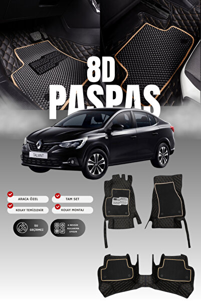 stiloto سجادة أرضية للسيارة من الجلد من نوع 8D لسيارة رينو تيلانت (2021 وما ب...