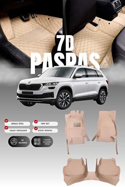 stiloto سجادة أرضية جلدية للسيارة سكودا كودياك (2016-2024) بتصميم حوض سباحة س...