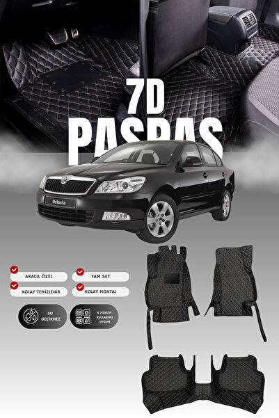 stiloto سجادة أرضية جلدية للسيارة سكودا أوكتافيا (2009-2012) 7D |   حماية كام...