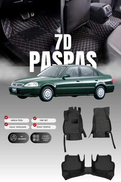 stiloto سجادة أرضية جلدية للسيارة هوندا سيفيك سيدان (1996-2000) 7D |   حماية ...