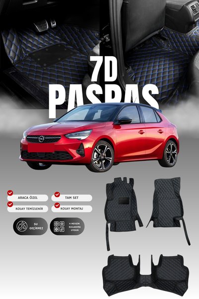 stiloto Opel Corsa F (2019 ve sonrası) 7D Deri Havuzlu Oto Paspas | Tam Korum...