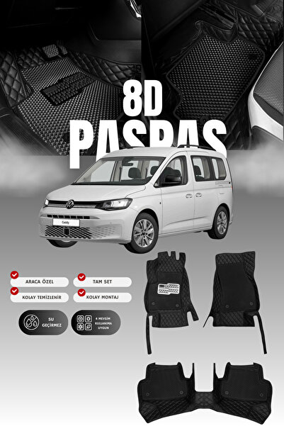 stiloto Volkswagen Caddy (2021 ve sonrası) 8D Deri Havuzlu Oto Paspas | Tam K...