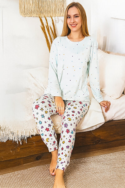 REMSA Γυναικείο Σετ Πιτζάμες Comfort με σχέδιο Speckle 0483 Mint01