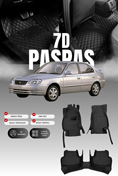 stiloto Hyundai Accent Admire (2003-2006) 7D Deri Havuzlu Oto Paspas | Tam Ko...